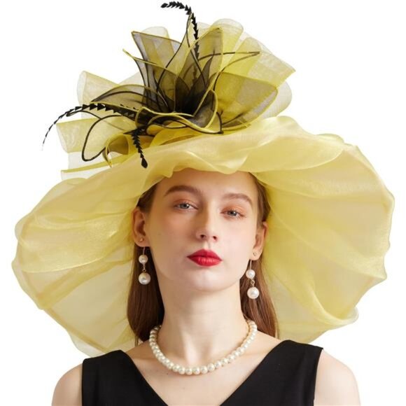 Women\'s Organza Church Derby Hat Wide Brim Sun Caps Tea Party Hat main image 2